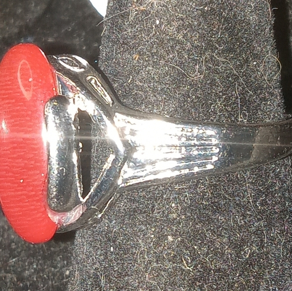 BLOWOUT Ladies Beautiful ORANGE Cat's-eye Stone Ring SZ 8 - Picture 3 of 4